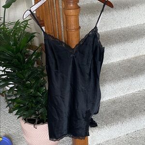 Vintage Victoria's Secret Black Satin Lace Night Gown